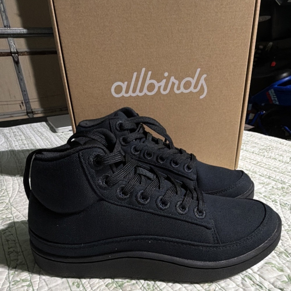 Allbirds Pacer Mid Canvas Lightweight Mid Top Sneakers Natural Black AB00BNW060